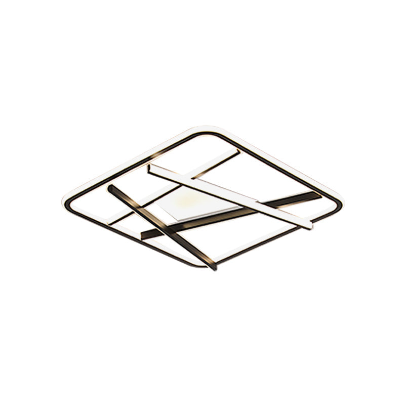 Modern LED Square and Line Flush Mount Ceiling Lamp in White/Warm Light for Bedroom