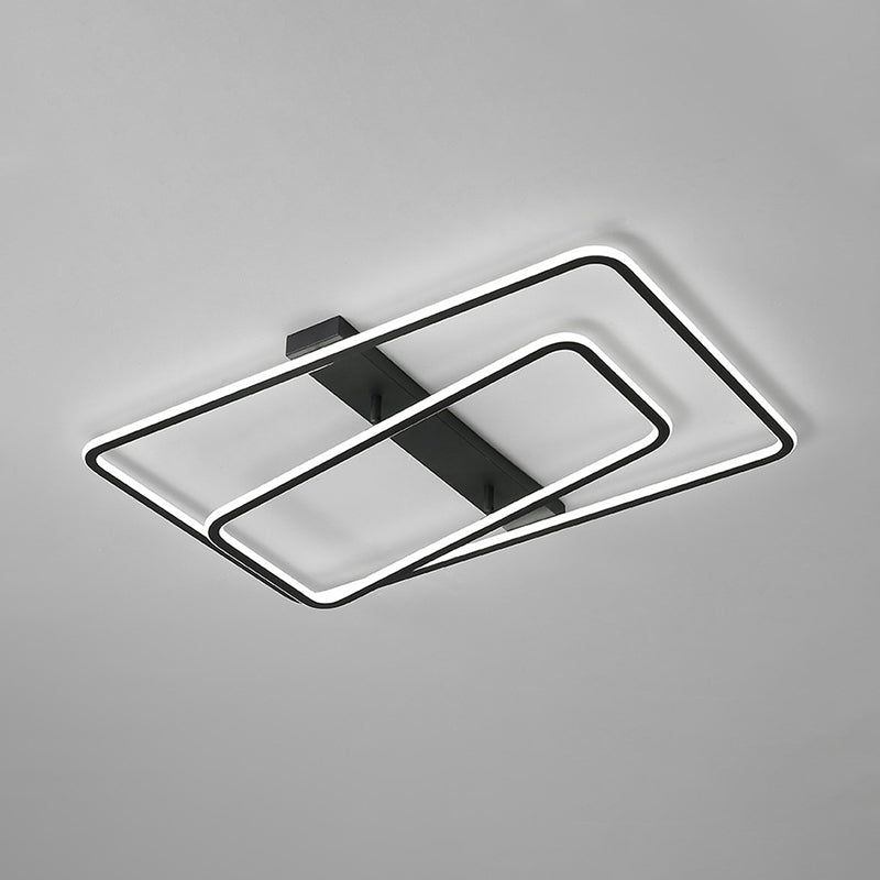 Rectangular Acrylic LED Flush Mount Light in Black - Warm/White Lighting