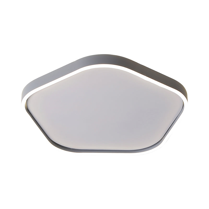 Minimalist Pentagon Ceiling Mounted LED Flushmount Light - Acrylic, 16"/19.5" Width - Grey, White/Warm Light