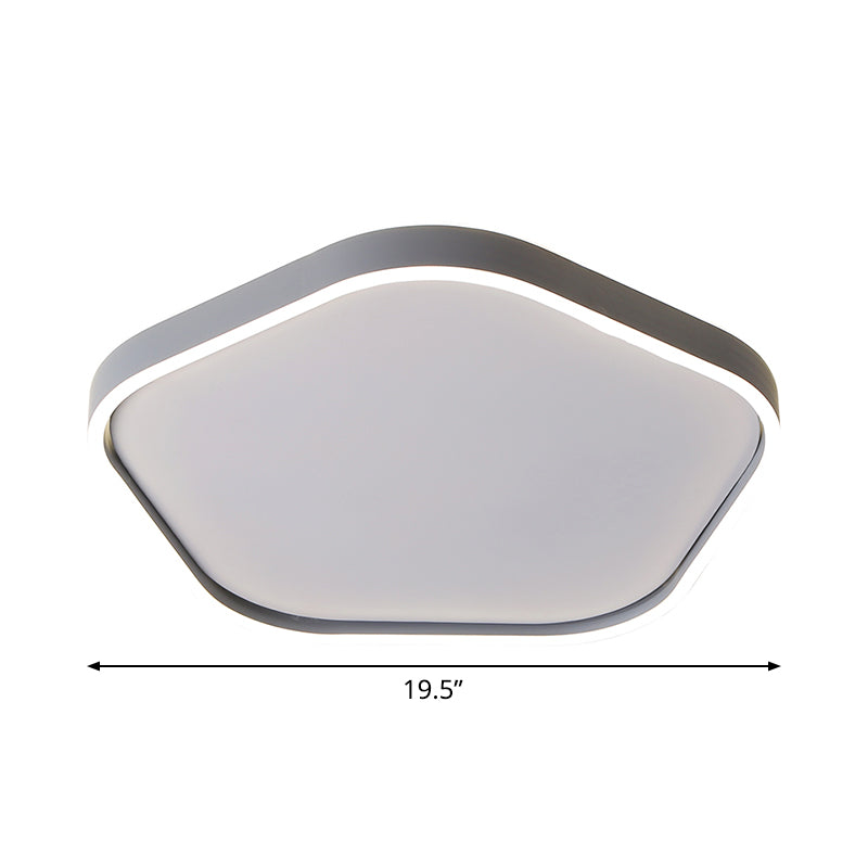 Minimalist Pentagon Ceiling Mounted LED Flushmount Light - Acrylic, 16"/19.5" Width - Grey, White/Warm Light