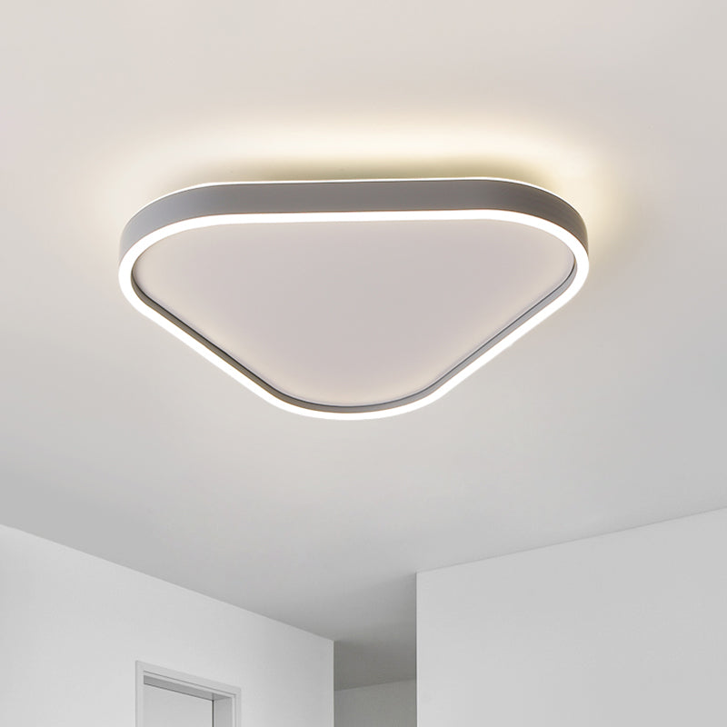 16"/19.5" Triangle Bedroom Flush Light Fixture Acrylic LED Ceiling Lamp in Grey, Warm/White Light