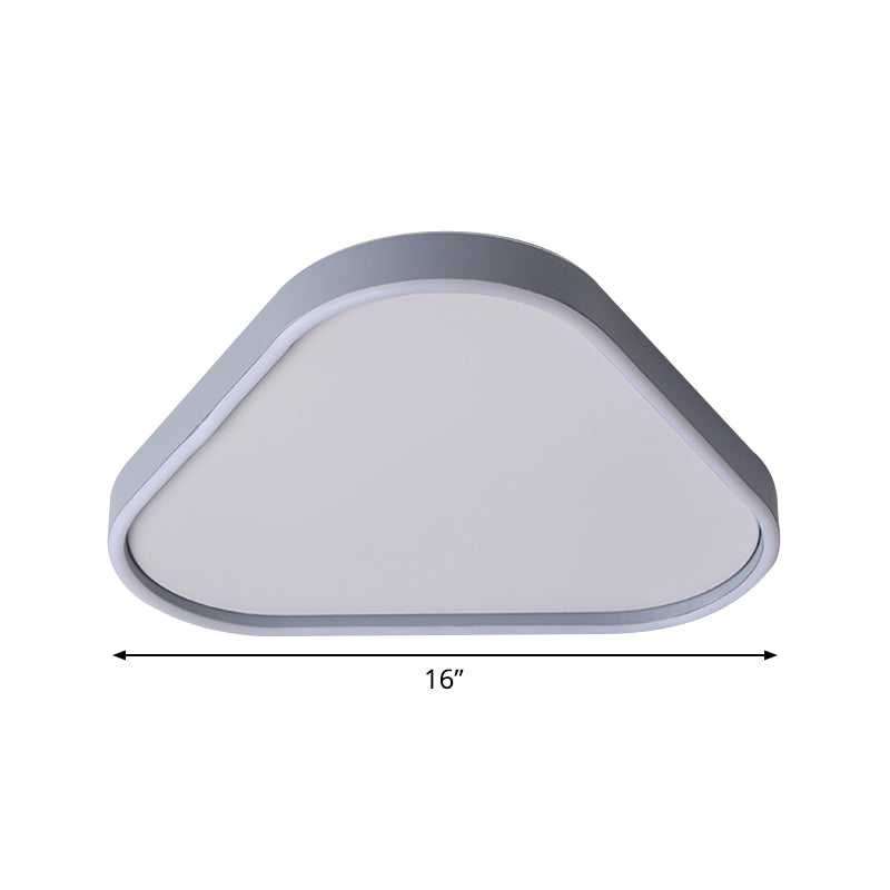 16"/19.5" Triangle Bedroom Flush Light Fixture Acrylic LED Ceiling Lamp in Grey, Warm/White Light