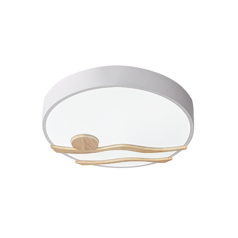 Modern LED Iron Flush Mount Ceiling Lamp for Bedroom - White/Grey Finish, 16"/19.5" Wide