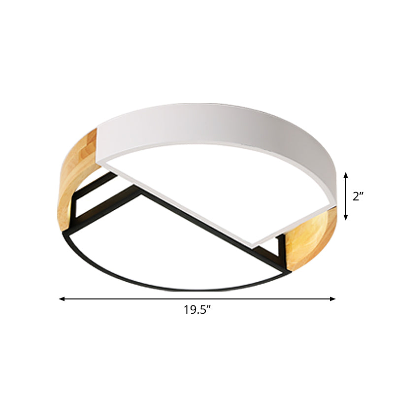 Modernist LED Flush Mount Light Fixture with Splicing Drums in White/Black/Wood, 16"/19.5" Dia