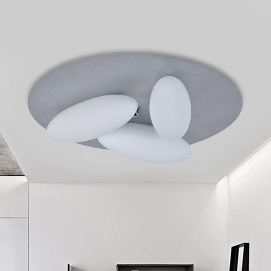 Modern White Glass Flush Mount Ceiling Lamp with Rice Grain Shape - 3/5 Heads for Living Room