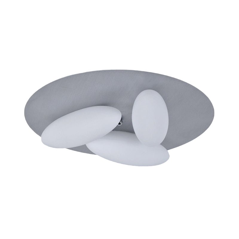 Modern White Glass Flush Mount Ceiling Lamp with Rice Grain Shape - 3/5 Heads for Living Room