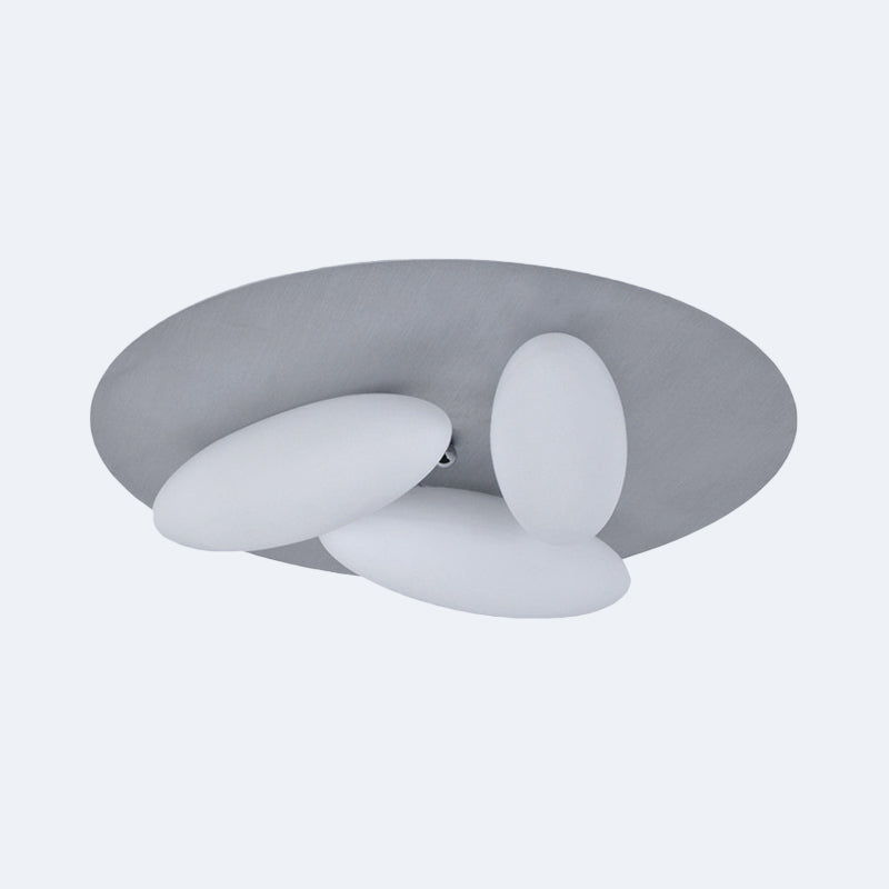 Modern White Glass Flush Mount Ceiling Lamp With Rice Grain Shape - 3/5 Heads For Living Room