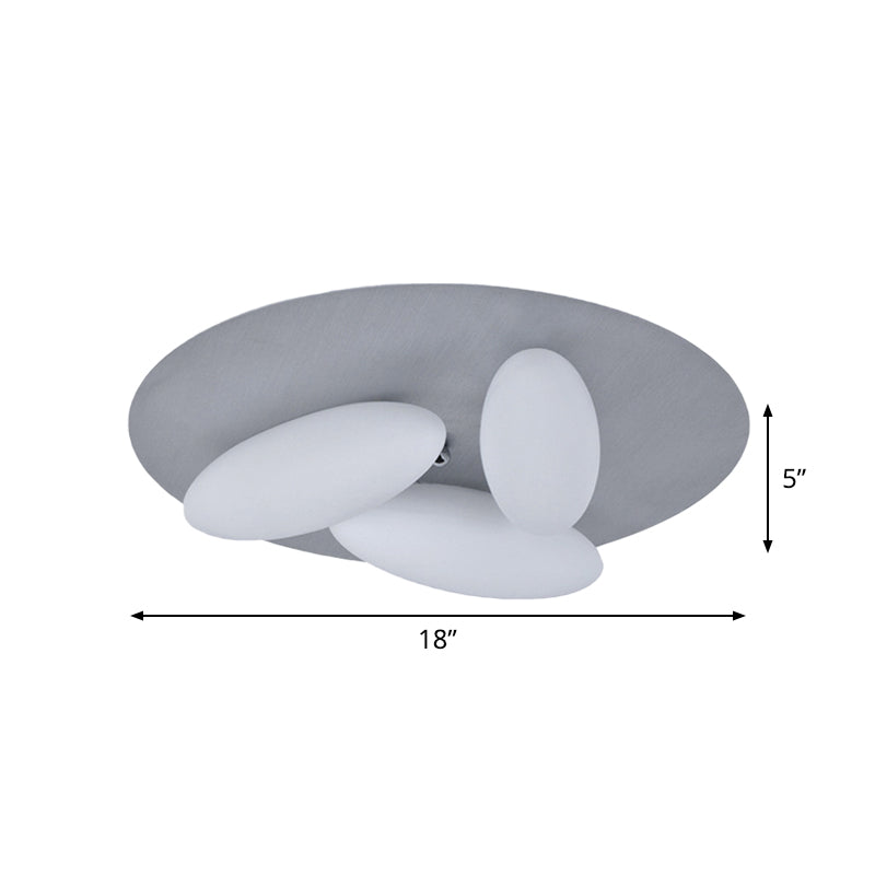 Modern White Glass Flush Mount Ceiling Lamp With Rice Grain Shape - 3/5 Heads For Living Room