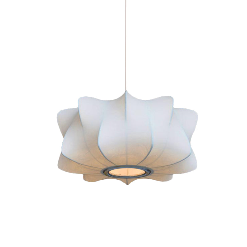 Contemporary White Propeller Hanging Light with Fabric Shade