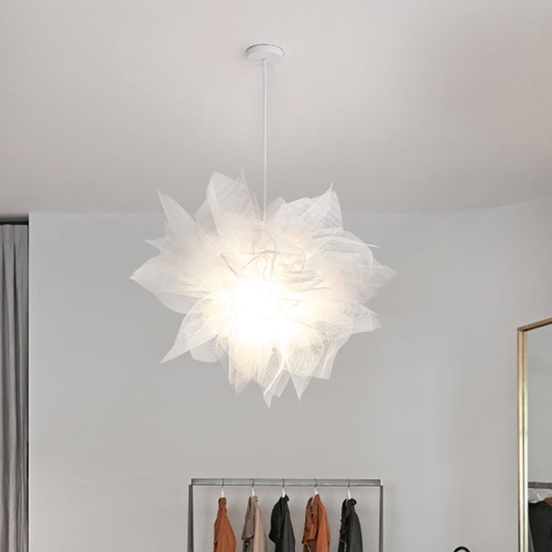Plafonnier suspendu Sheer Flower - Moderne 1 lumière - Largeur 18"/27" - Blanc/Bleu/Rose - Lampe suspendue pour chambre