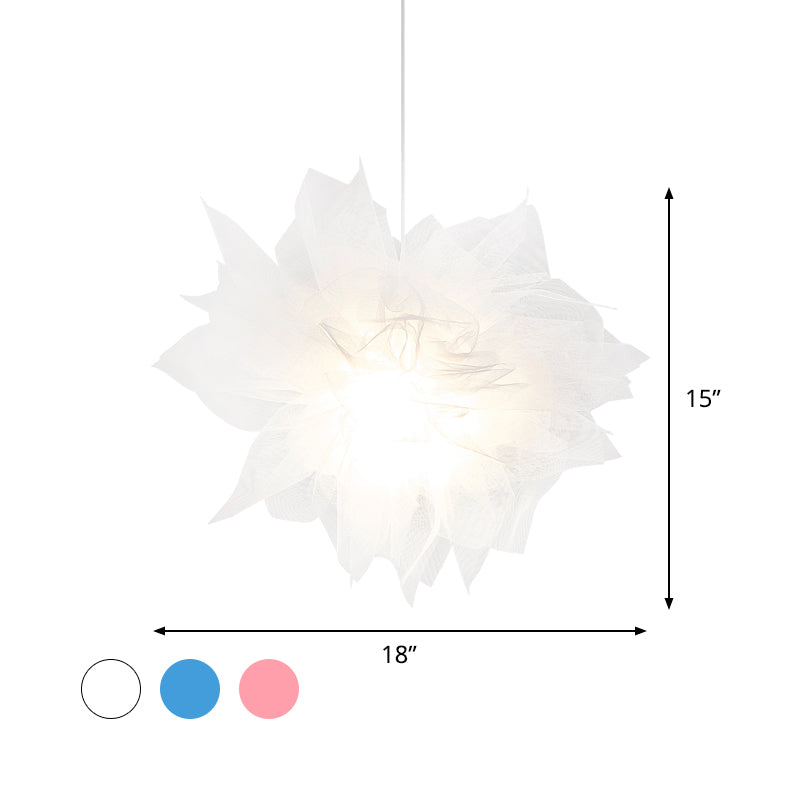 Modern Flower Ceiling Pendant Light - Sheer 1 18/27 Width White/Blue/Pink Perfect For Bedrooms