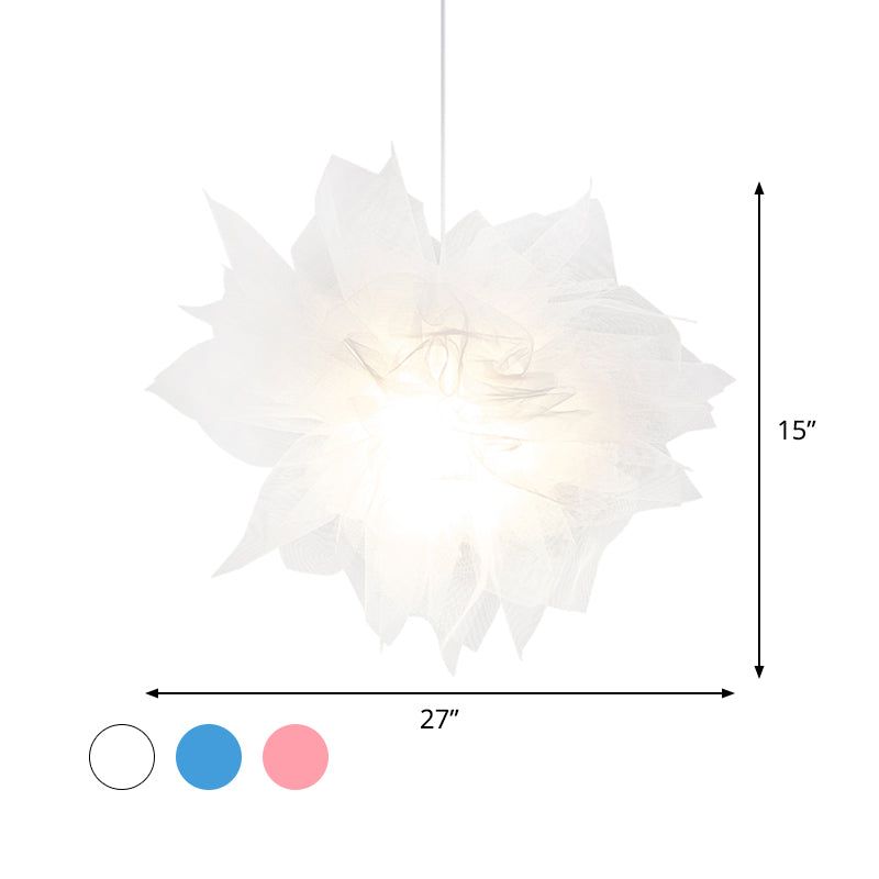 Plafonnier suspendu Sheer Flower - Moderne 1 lumière - Largeur 18"/27" - Blanc/Bleu/Rose - Lampe suspendue pour chambre