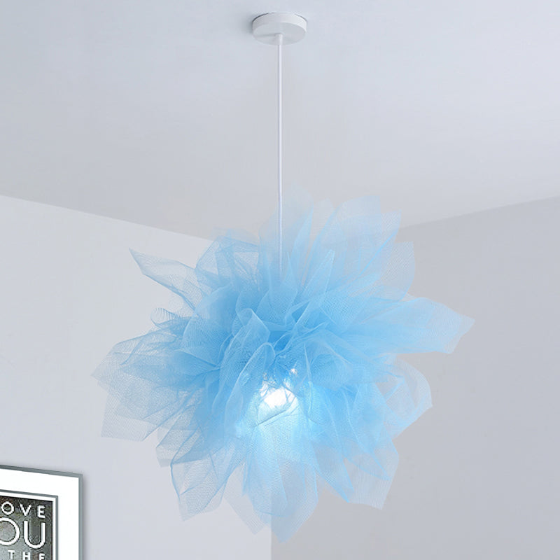 Plafonnier suspendu Sheer Flower - Moderne 1 lumière - Largeur 18"/27" - Blanc/Bleu/Rose - Lampe suspendue pour chambre