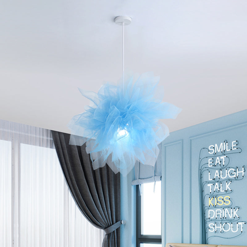 Plafonnier suspendu Sheer Flower - Moderne 1 lumière - Largeur 18"/27" - Blanc/Bleu/Rose - Lampe suspendue pour chambre