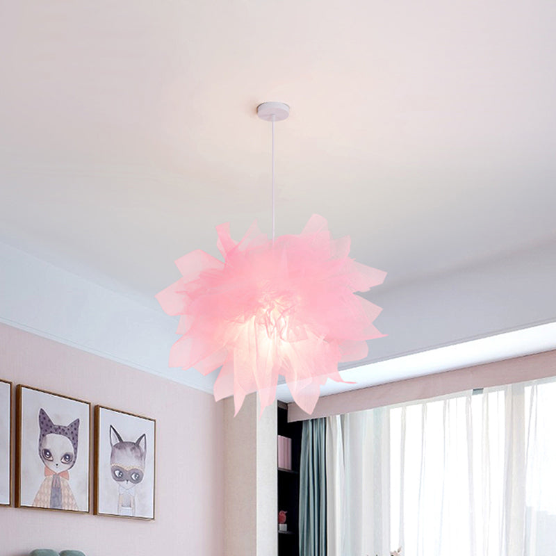 Plafonnier suspendu Sheer Flower - Moderne 1 lumière - Largeur 18"/27" - Blanc/Bleu/Rose - Lampe suspendue pour chambre