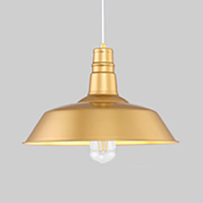 Vintage Industrial Ceiling Pendant Light with Gold Finish and Barn Shade - 14" or 18" Wide