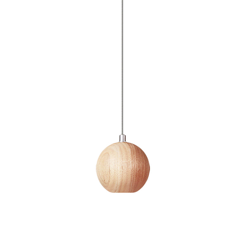 Suspension en bois Sleek Sphere - Plafonnier LED beige pour salle d'étude