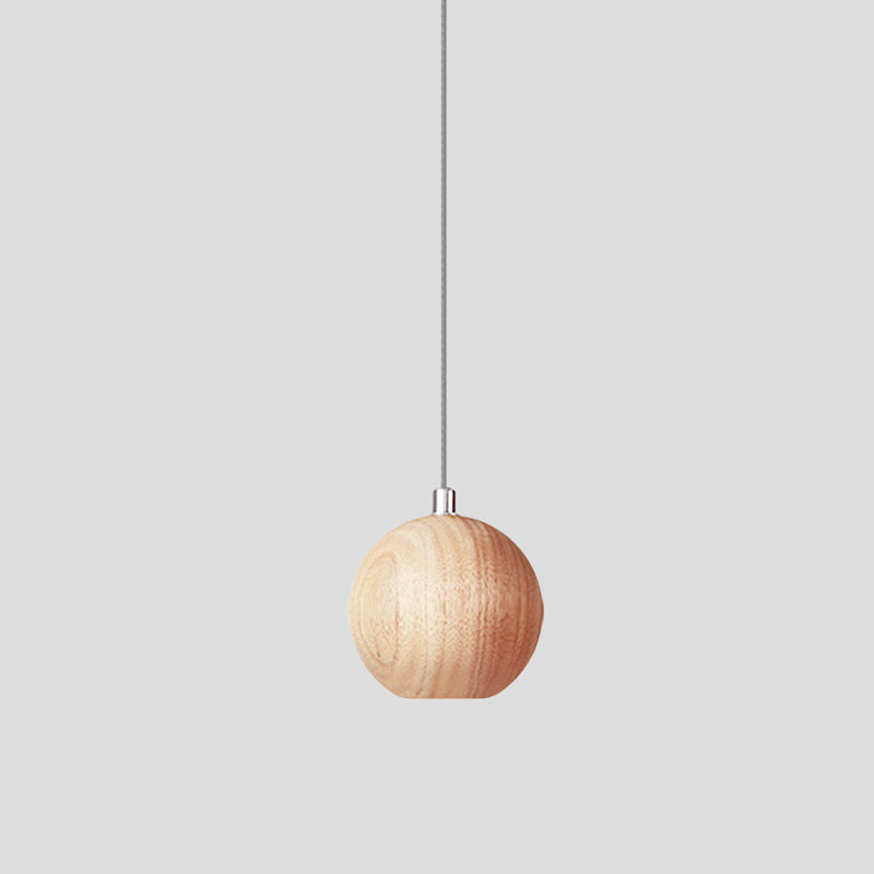 Suspension en bois Sleek Sphere - Plafonnier LED beige pour salle d'étude