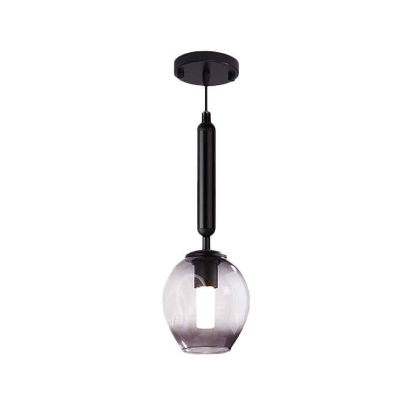 Modernist Pendant Lamp Fixture With Blue/Smoke Gray Dimpled Glass For Tulip Bedside Hanging Lighting