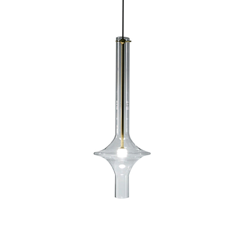 Minimalist 1-Head LED Hanging Pendant Lamp - Clear Glass Wavy Tube Ceiling Light