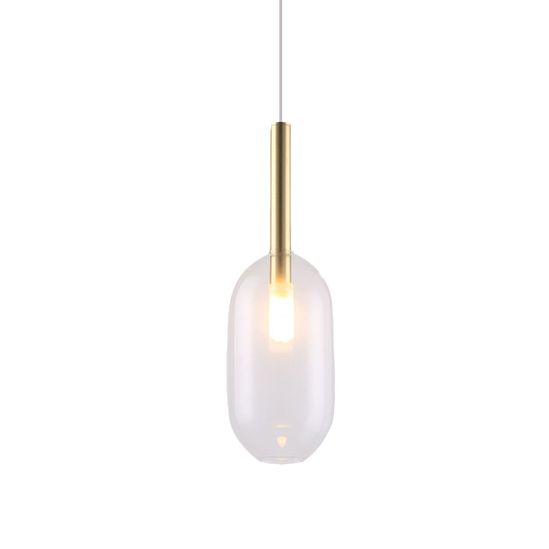 Lampe suspendue à LED en laiton avec abat-jour en verre transparent pour un salon élégant