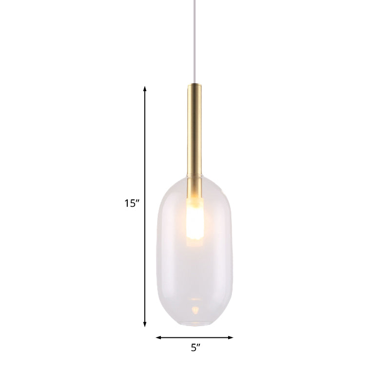 Lampe suspendue à LED en laiton avec abat-jour en verre transparent pour un salon élégant