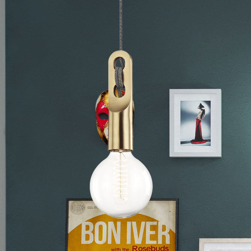 Vintage Gold Bulb-Shaped Suspension Light With Clear Glass Pendant And Hanging Rope