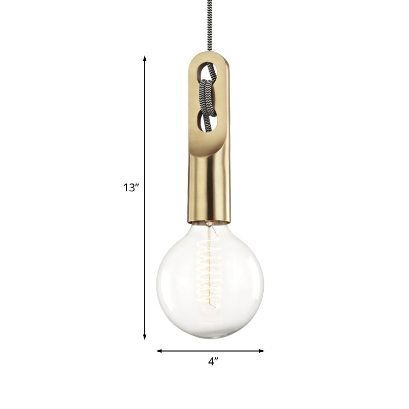 Vintage Gold Bulb Shape Suspension Light - Clear Glass Pendant Lamp with Hanging Rope