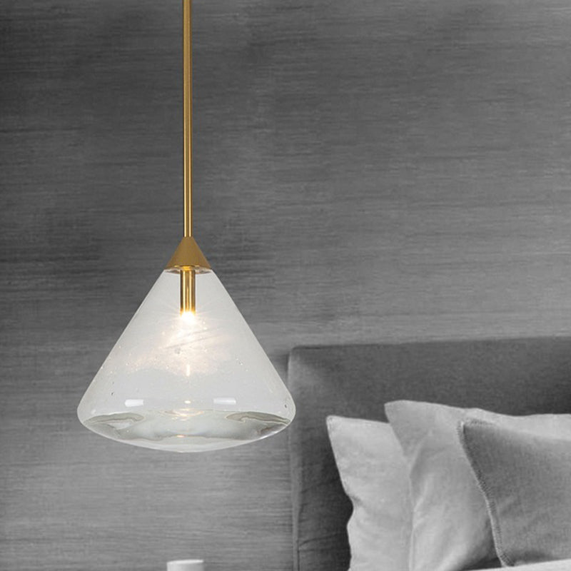 Vintage Brass Pendant Lamp Kit With Clear Water Glass Shade 1 Head Hanging Lighting
