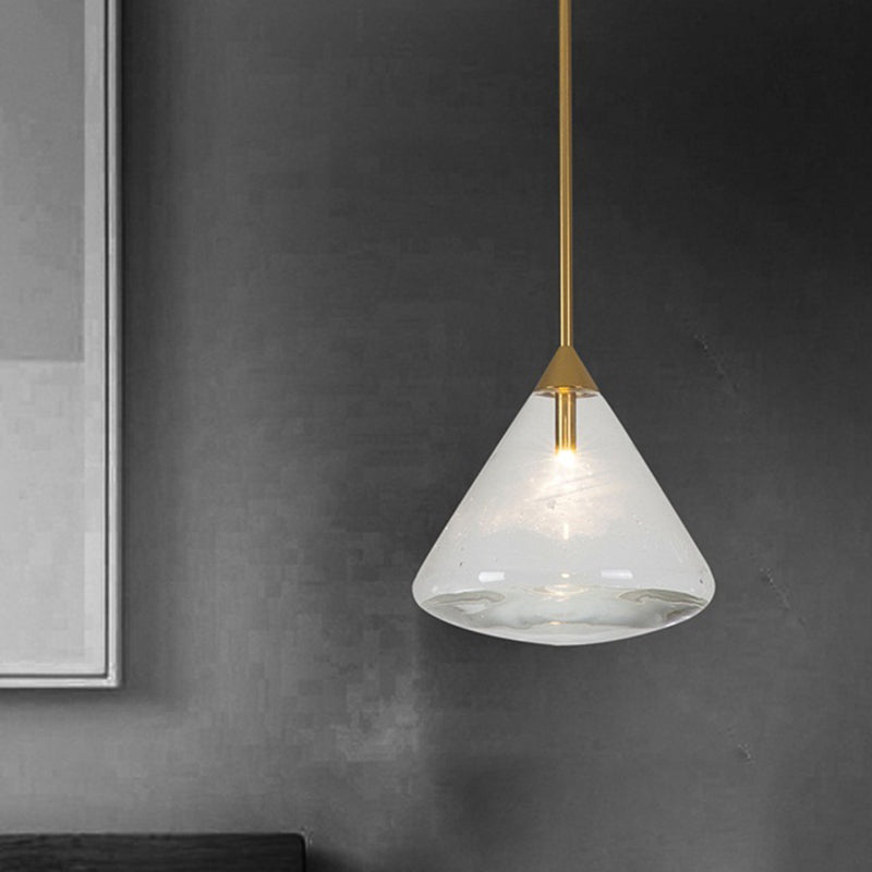 Vintage Brass Pendant Lamp Kit With Clear Water Glass Shade 1 Head Hanging Lighting