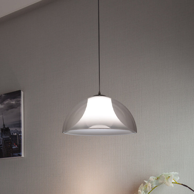 Simple Black Semicircle Pendant Light with Clear Glass - 1 Bulb Ceiling Suspension Lamp