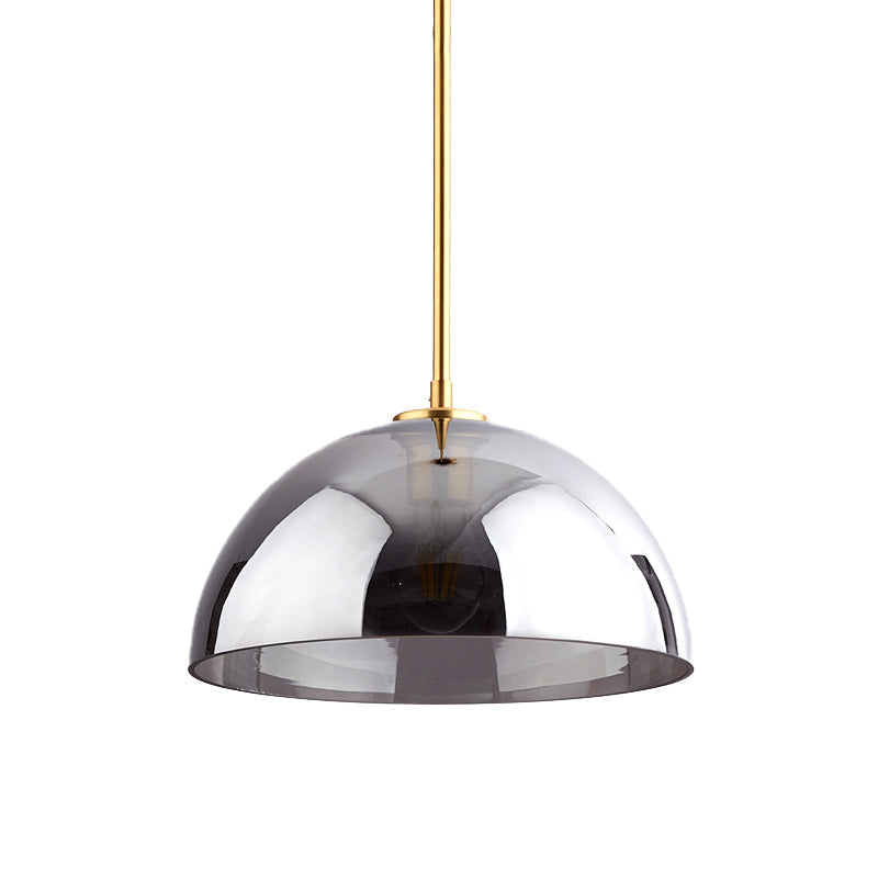Gold Semicircle Pendant Light Kit with Beautiful Tan/Smoke Gray Mirror Glass - Stylish & Modern Ceiling Lamp