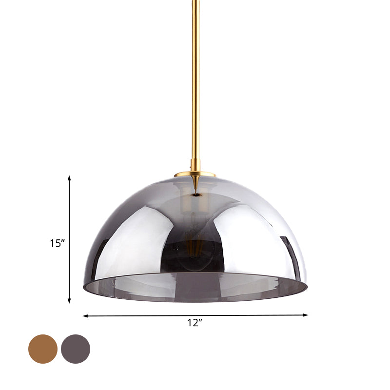 Gold Semicircle Pendant Light Kit with Beautiful Tan/Smoke Gray Mirror Glass - Stylish & Modern Ceiling Lamp