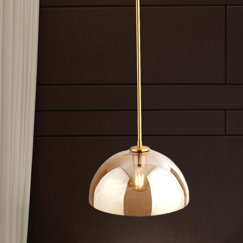 Gold Semicircle Pendant Light Kit with Beautiful Tan/Smoke Gray Mirror Glass - Stylish & Modern Ceiling Lamp