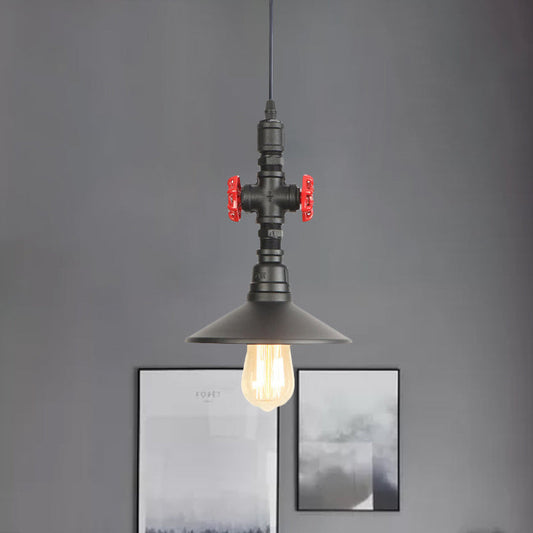 Black Iron Vintage Down Lighting Pendant with 1 Bulb - Perfect for Coffee Shops