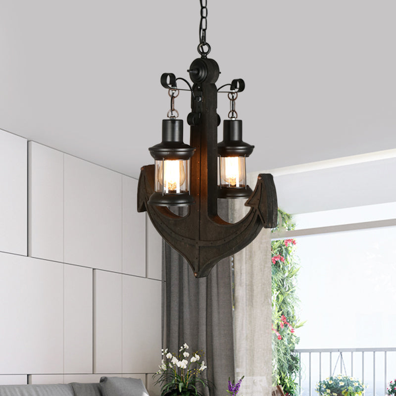 Noemi - Lustre en verre noir : plafonnier industriel suspendu
