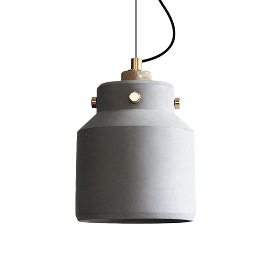 Luminaire suspendu en ciment vintage - Lampe suspendue en forme de canette/grange grise