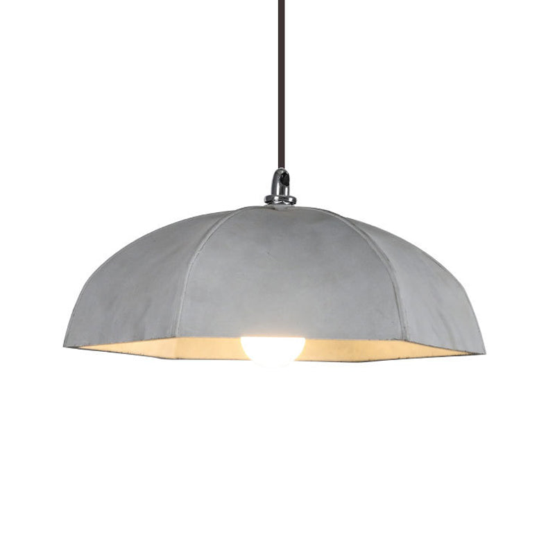 Vintage Grey Cement Umbrella Pendant Lamp - 1-Bulb Hanging Ceiling Light for Restaurants