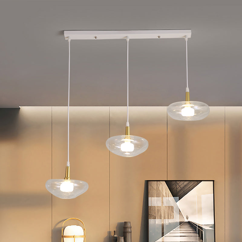 Vintage Clear Glass Chandelier: Oval Multi Light - 3 Bulb Pendant Lamp for Dining Room with Canopy Options