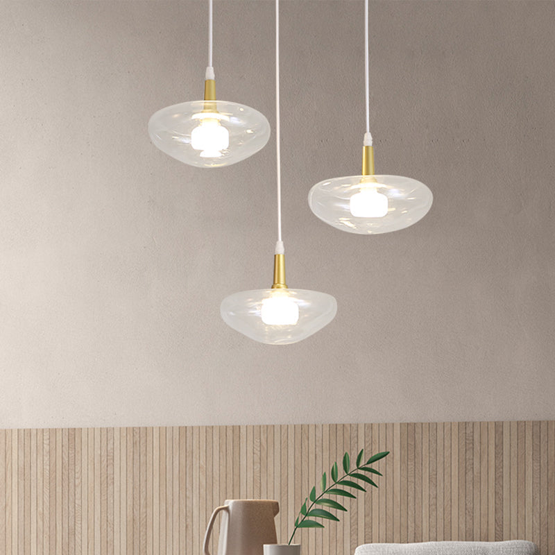 Vintage Clear Glass Chandelier: Oval Multi Light - 3 Bulb Pendant Lamp for Dining Room with Canopy Options