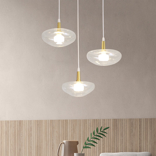 Vintage Clear Glass Chandelier: Oval Multi Light - 3 Bulb Pendant Lamp for Dining Room with Canopy Options