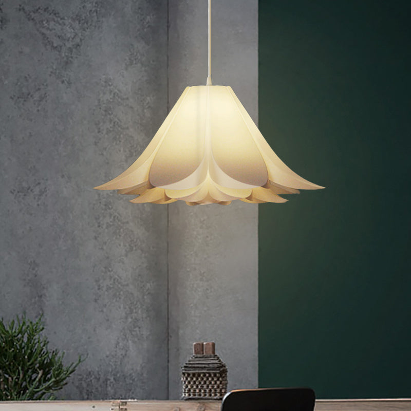 White Lily Shaped Pendant Lamp With Acrylic Shade - Modern Suspension Lighting