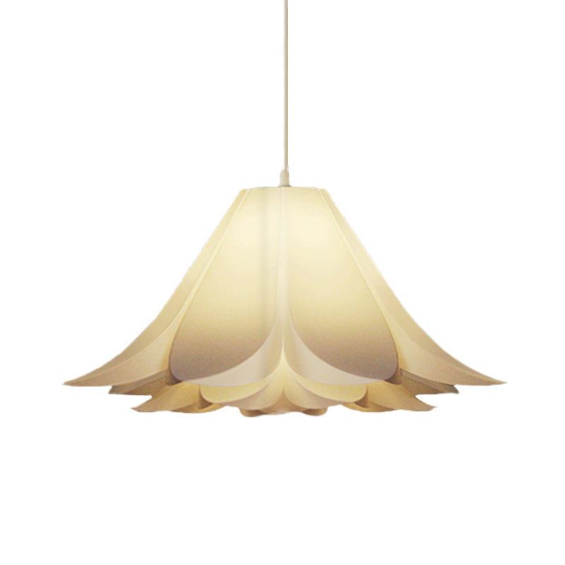 White Lily Shaped Pendant Lamp With Acrylic Shade - Modern Suspension Lighting