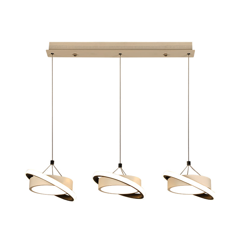 Contemporary Metal Drum Pendant Light With 3 Bulbs And Rotatable Ring In Warm/White