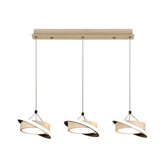 Contemporary Metal Drum Pendant Light With 3 Bulbs And Rotatable Ring In Warm/White