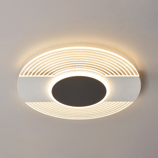 Contemporary Black Led Ceiling Flush Mount Light For Bedroom - Warm/White 9/12/18 Wide
