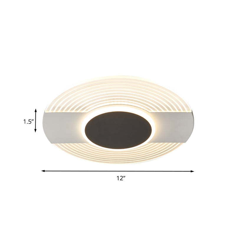 Contemporary Black Led Ceiling Flush Mount Light For Bedroom - Warm/White 9/12/18 Wide