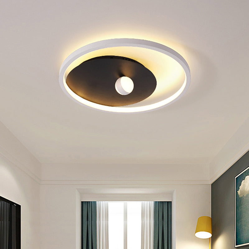 Modern Black and White Circle Acrylic LED Ceiling Light with Ball Design for Bedroom - Flush Mount Fixture