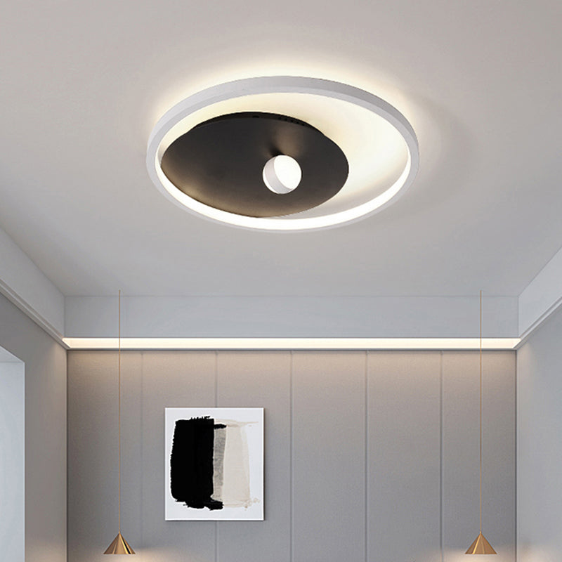 Modern Black and White Circle Acrylic LED Ceiling Light with Ball Design for Bedroom - Flush Mount Fixture