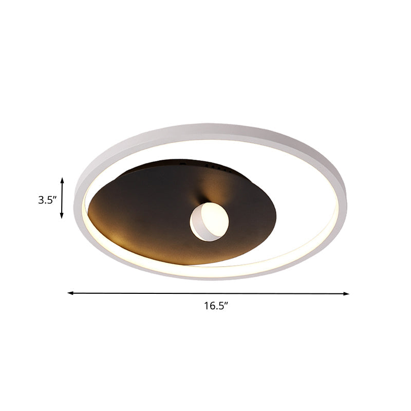 Modern Black and White Circle Acrylic LED Ceiling Light with Ball Design for Bedroom - Flush Mount Fixture